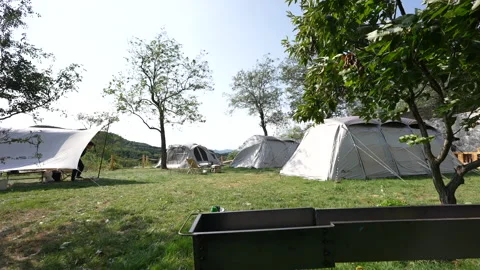 Tents in wilderness campgrounds Stock Footage 233325614
