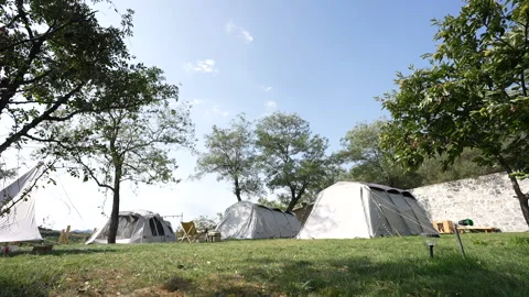 Tents in wilderness campgrounds Stock Footage 233325764