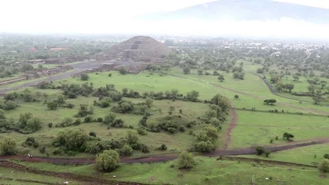 Teotihuacan, Temple of the Moon, clouds in background Stock Footage 78071977