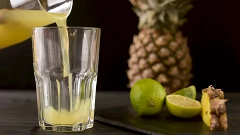 Tepache is a fermented lemonade, a drink made from pineapple Stock Footage 191404166