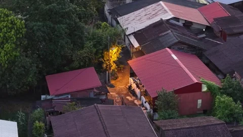 Tepi Pengkalan Weld rooftops and narrow alley evening view Stock Footage 332096633