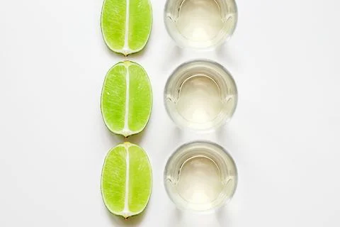 Tequila and lime. drinks abstract still life Stock Photos