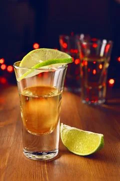Tequila on bar counter Stock Photos