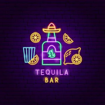 Tequila Bar Neon Label Stock Illustration