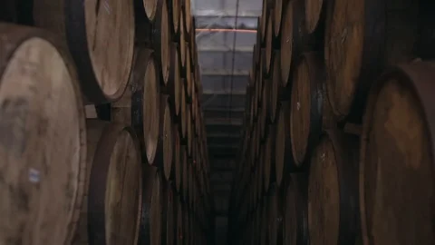 Tequila barrel warehouse Stock Footage 122384121