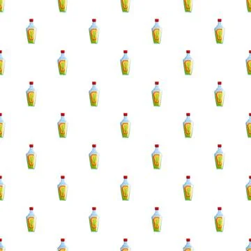Tequila bottles seamless pattern on white background Stock Illustration