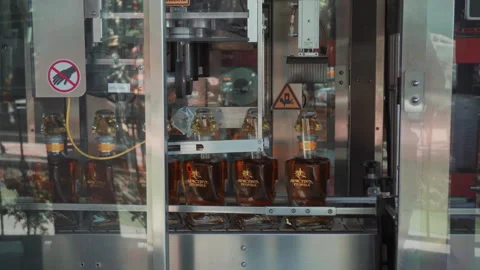 Tequila bottling production line at El Castillo distillery in Jalisco Видео 346659003