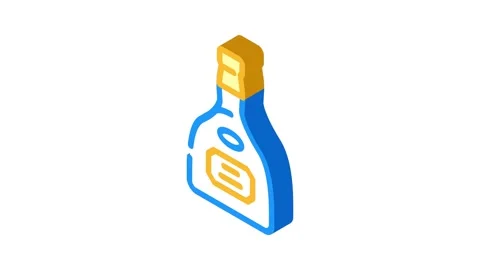 Tequila drink bottle isometric icon animation Stock Footage 327293482