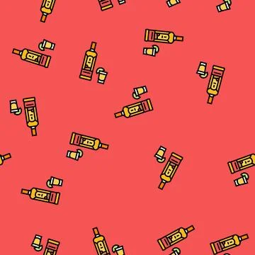 Tequila drink bottle vector seamless pattern Stock Illustration
