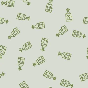 Tequila glass bottle line vector seamless pattern Stock Illustration