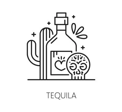 Tequila icon for Mexican Day of the Dead holiday Stock Illustration