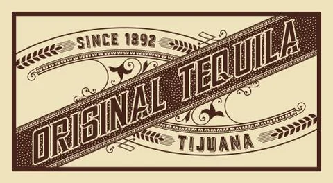 Tequila label with old ornaments Stock Illustration