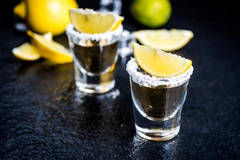 Tequila with lemon Stock Photos