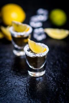 Tequila with lemon Stock Photos