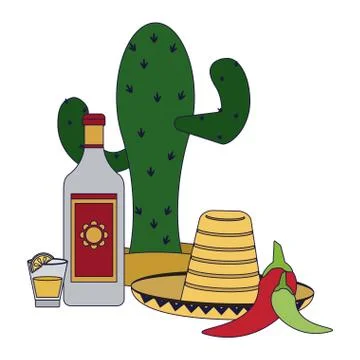 Tequila mexican drink Stock Illustration