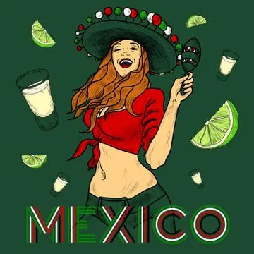 Tequila party items Stock Illustration