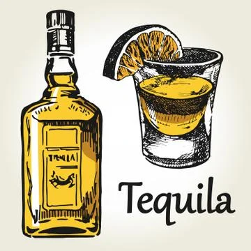 Tequila set color Stock Illustration