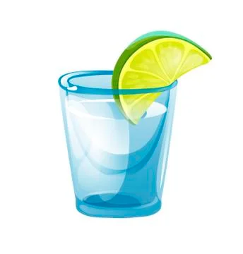 Tequila shot in glass stack with a slice of lime Stock Illustration