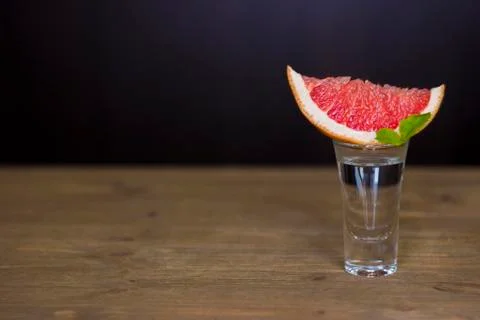 Tequila shot with grapefruit Stock Photos