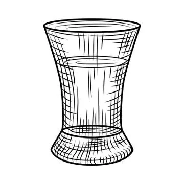 Tequila shot isolated on white background. Full shot glass of alcohol. Stock Illustration