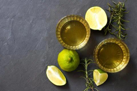 Tequila shot with lime Stock Photos