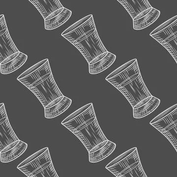 Tequila shot seamless pattern on blackboard. Full shot glass of alcohol backd Stock Illustration