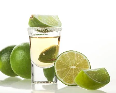 Tequila shot on white background Stock Photos
