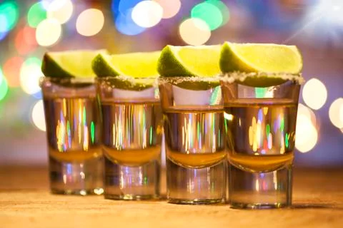 Tequila shots on a bar Foto stock