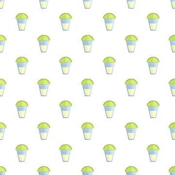Tequila shots with lime vector seamless pattern Stock Illustration