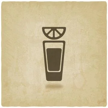 Tequila with slice of lime Stock Illustration