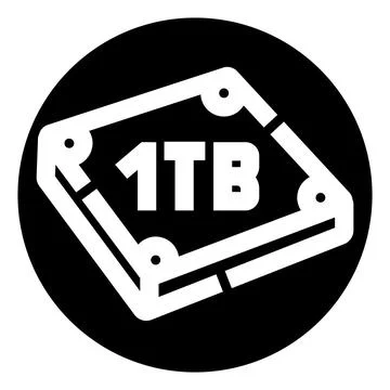 Terabyte data storage digital capacity icon on black イラスト素材