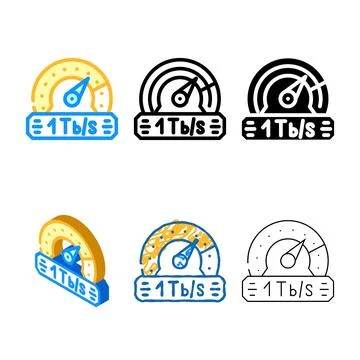 Terabyte styles internet speed future technology color icon vector Stock Illustration