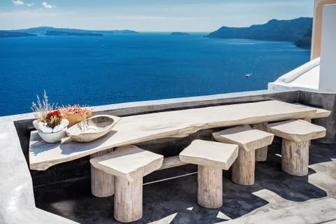 Terace view in Santorini Stock Photos