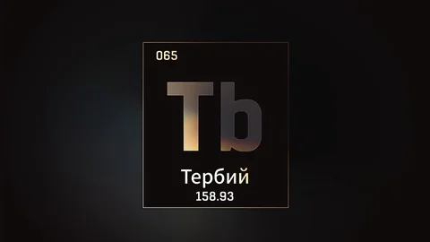 Terbium as Element 65 of the Periodic Table 3D animation on grey background 스톡 동영상 126447155