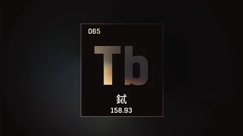 Terbium as Element 65 of the Periodic Table 3D animation on grey background 스톡 동영상 126455404