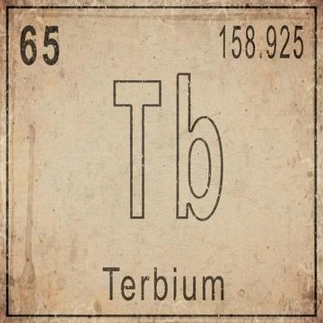 Terbium Element Card from Periodic Table on Vintage Old Paper Stock Illustration