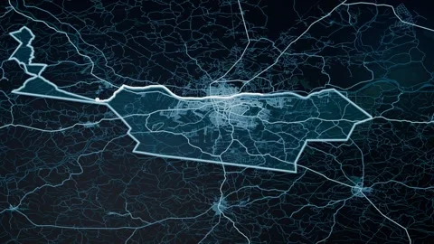 Teresina Brazil Glowing Digital Map Animation 4K Stock Footage 340218681