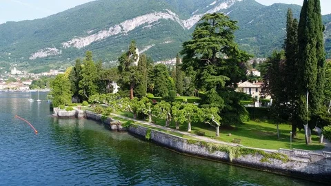Teresio Olivelli Park, Tremezzo. Como lake in Italy Stock Footage 90334853