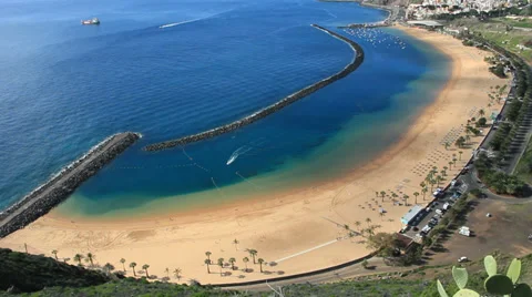 Teresitas is white sand beach located in Santa Cruz De Tenerife Stock Footage 35530754