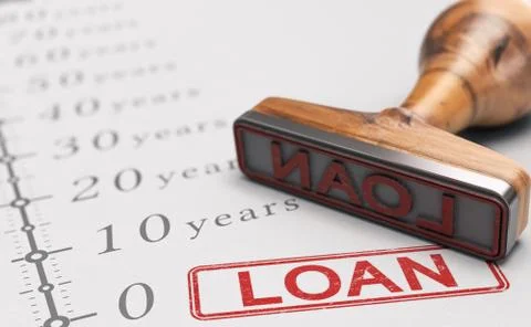 Term loan, Long-term repayment period. Stock Illustration