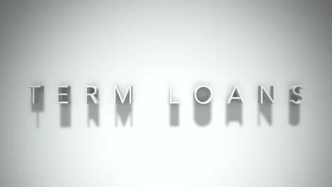 Term loans 3D title animation with shadows on a white background Vídeo Stock 297796125