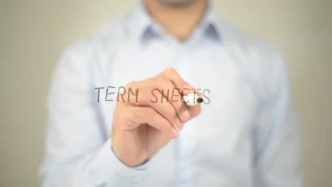 Term Sheets , man writing on transparent screen Stock Photos