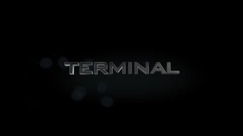 Terminal 3D title metal text on black alpha channel background Stock Footage 256983665