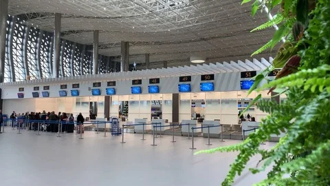 Terminal at the airport of Simferopol Stock Footage 100550997