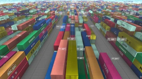 Terminal and dock with containers cargo loop Stock Footage 199282445