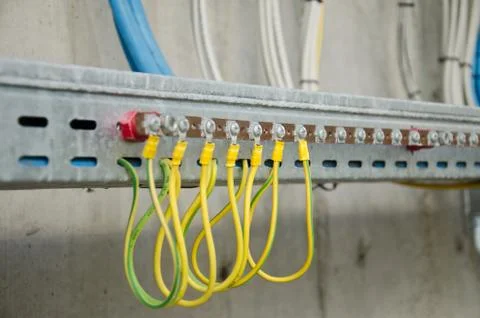 Terminal bar for electrical connection Stock Photos