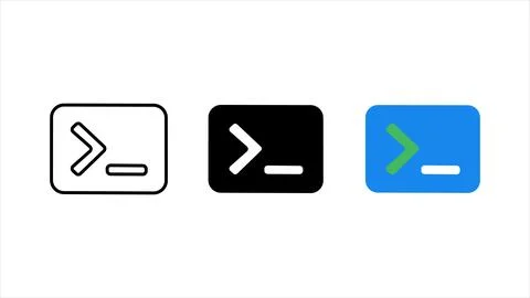 Terminal command line icons set Illustrazione stock