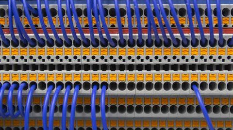 Terminal of control . Control panel assembly with wire and terminal box, grou Stock Photos