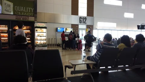Terminal Gate in Airport Stock Footage 128242837