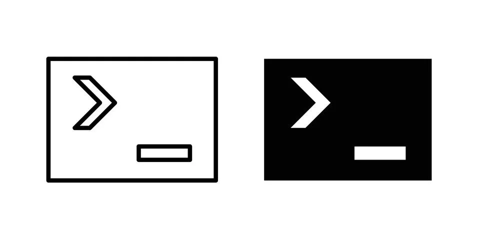 Terminal icon silhouette vector set. thin line pack Stock Illustration